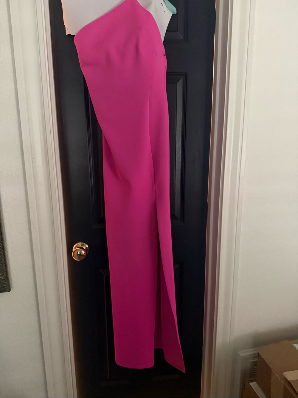 Marciano One-Shoulder Fuchsia Evening Gown